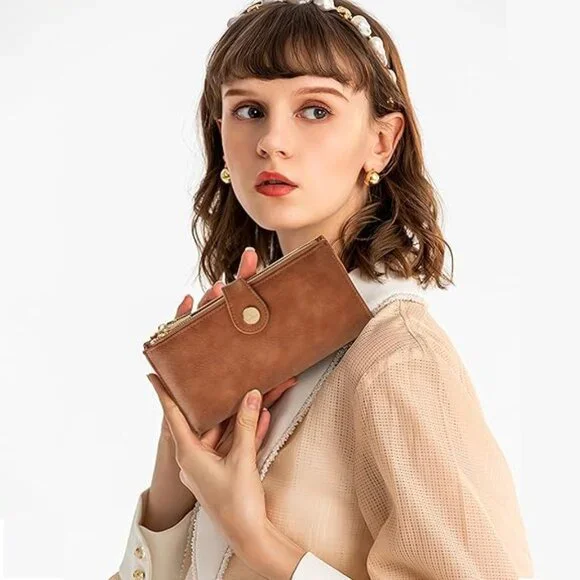 Womens Leather Wallet RFID Blocking Slim Bifold Credit Card Holder - Picture 2 of 6